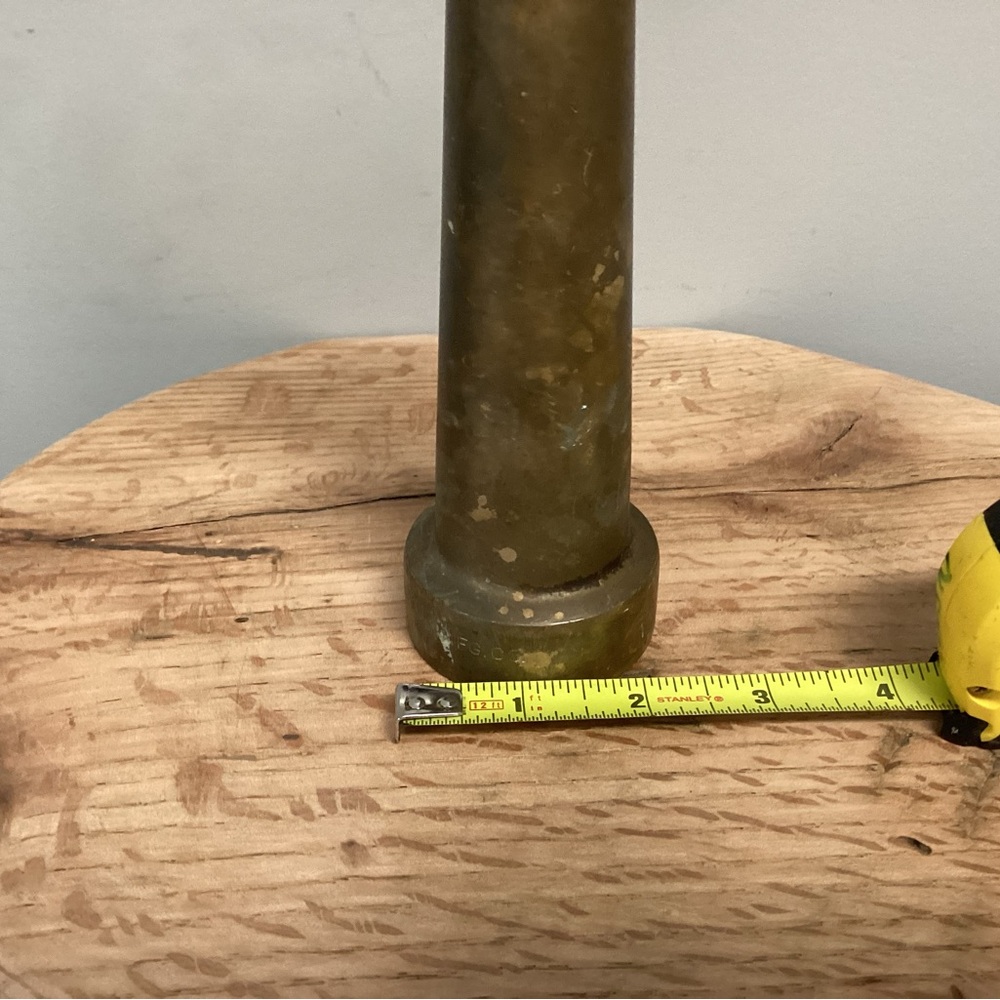 🟡 Vintage Elkhart Brass Mtg Co. Fireman’s Hose Nozzle - 10” Solid Brass w/seal - Picture 11 of 13